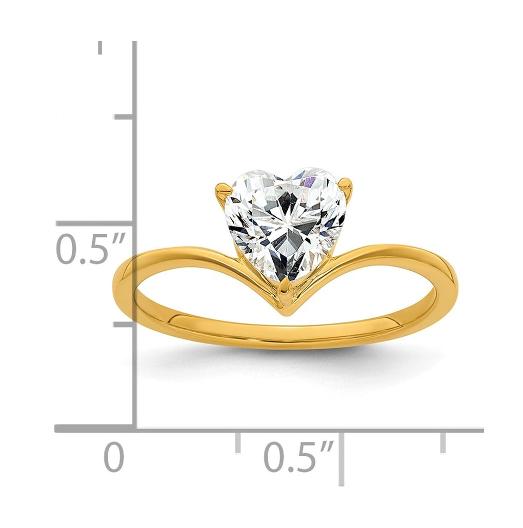 True Origin 14k Yellow Gold 1 carat Lab Grown Diamond VS+ F+ Heart Solitaire Complete Ring