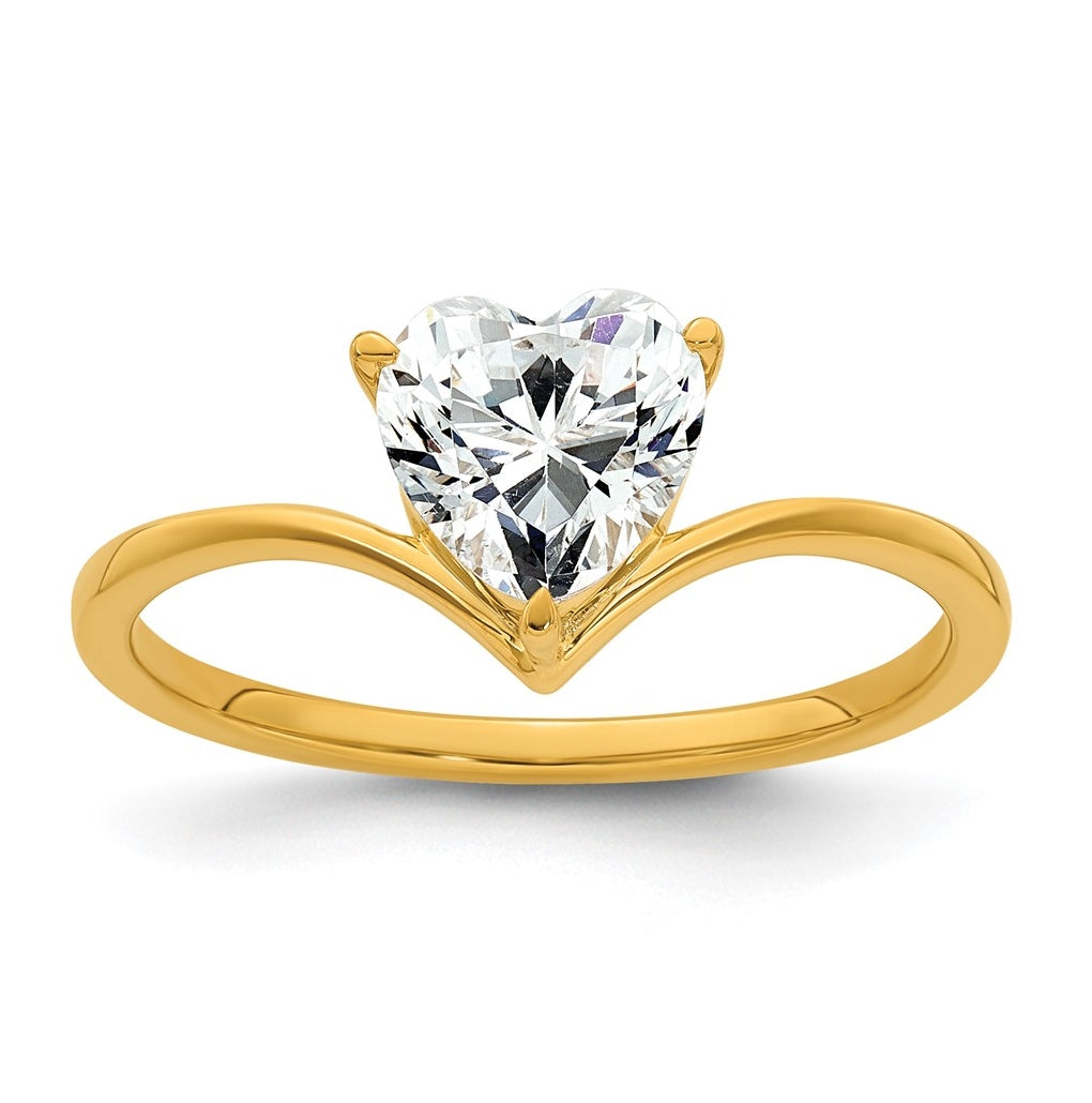True Origin 14k Yellow Gold 1 carat Lab Grown Diamond VS+ F+ Heart Solitaire Complete Ring