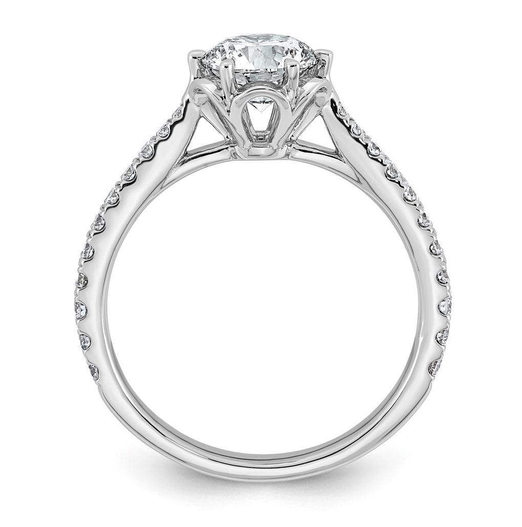 14K White Gold 1 1/3ct Certified Round Center Lab Grown Diamond VS+ F+ 6-Prong Ring