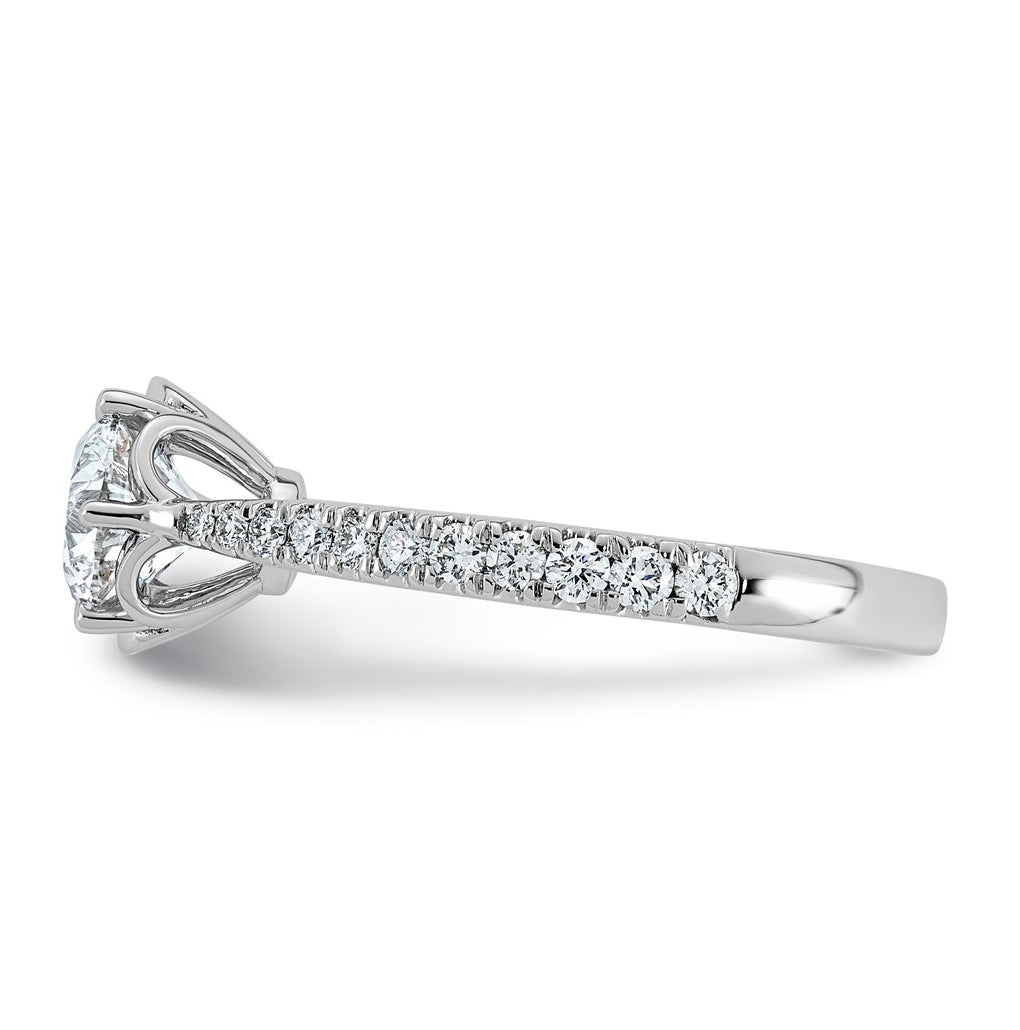 14K White Gold 1 1/3ct Certified Round Center Lab Grown Diamond VS+ F+ 6-Prong Ring