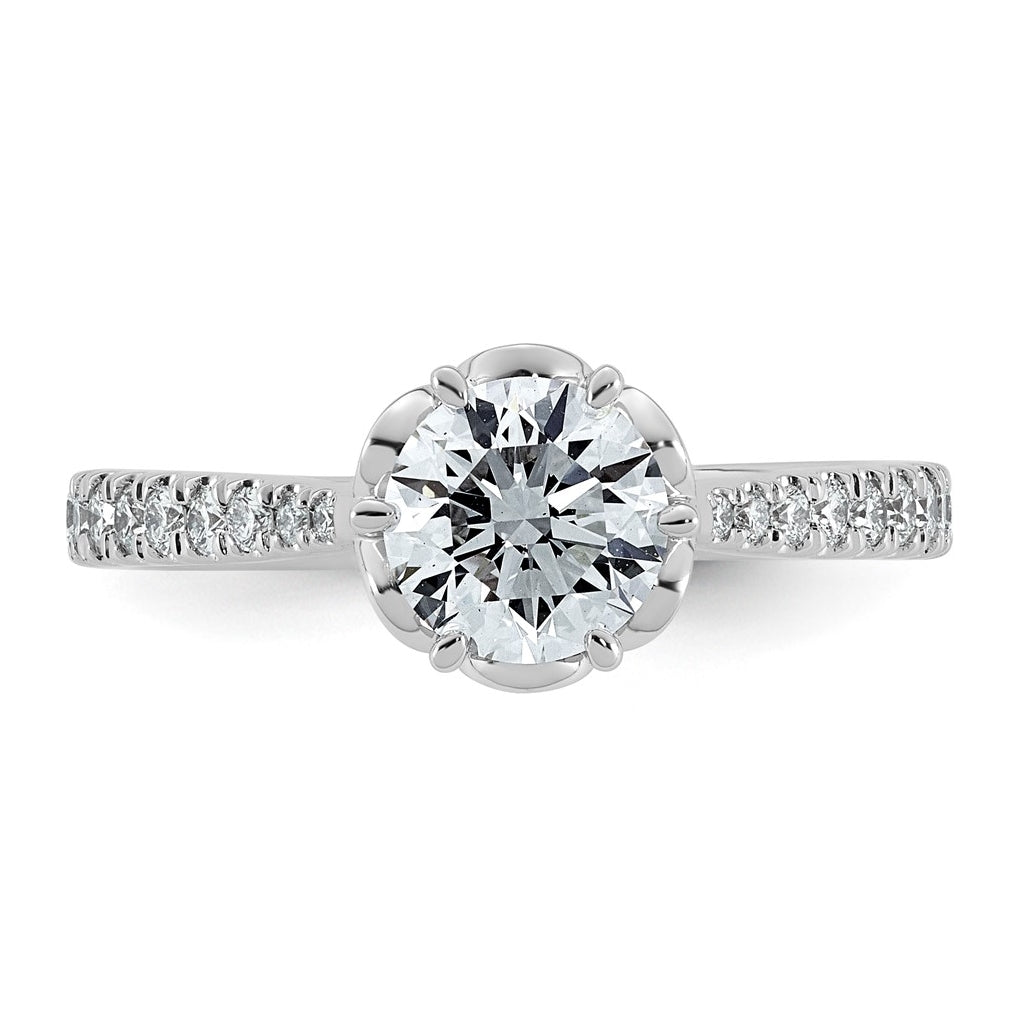 14K White Gold 1 1/3ct Certified Round Center Lab Grown Diamond VS+ F+ 6-Prong Ring