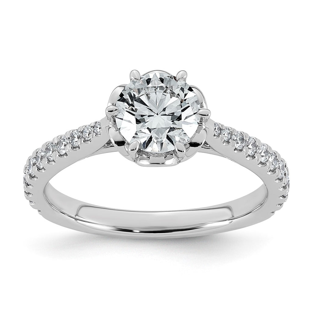 14K White Gold 1 1/3ct Certified Round Center Lab Grown Diamond VS+ F+ 6-Prong Ring