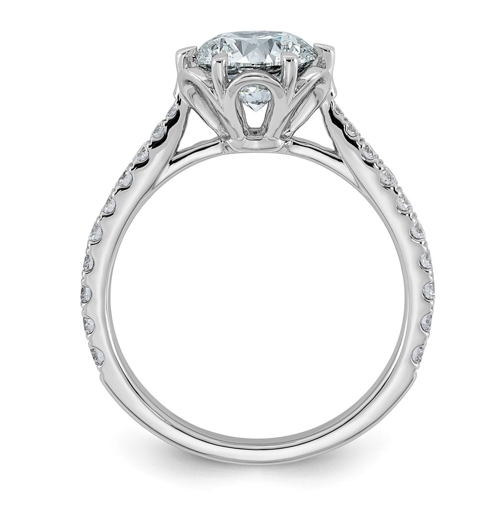 14K White Gold 1 7/8ct Certified Round Center Lab Grown Diamond VS+ F+ 6-Prong Ring
