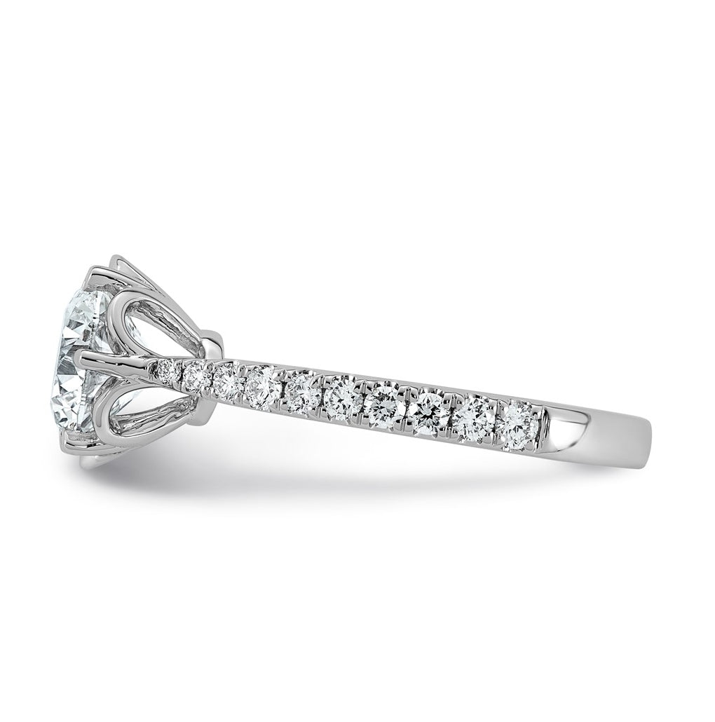 14K White Gold 1 7/8ct Certified Round Center Lab Grown Diamond VS+ F+ 6-Prong Ring