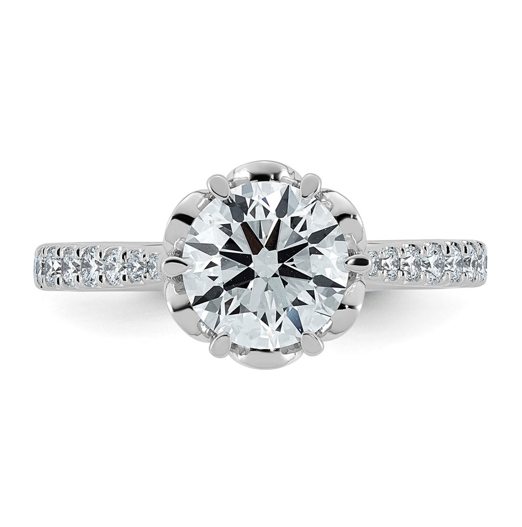 14K White Gold 1 7/8ct Certified Round Center Lab Grown Diamond VS+ F+ 6-Prong Ring