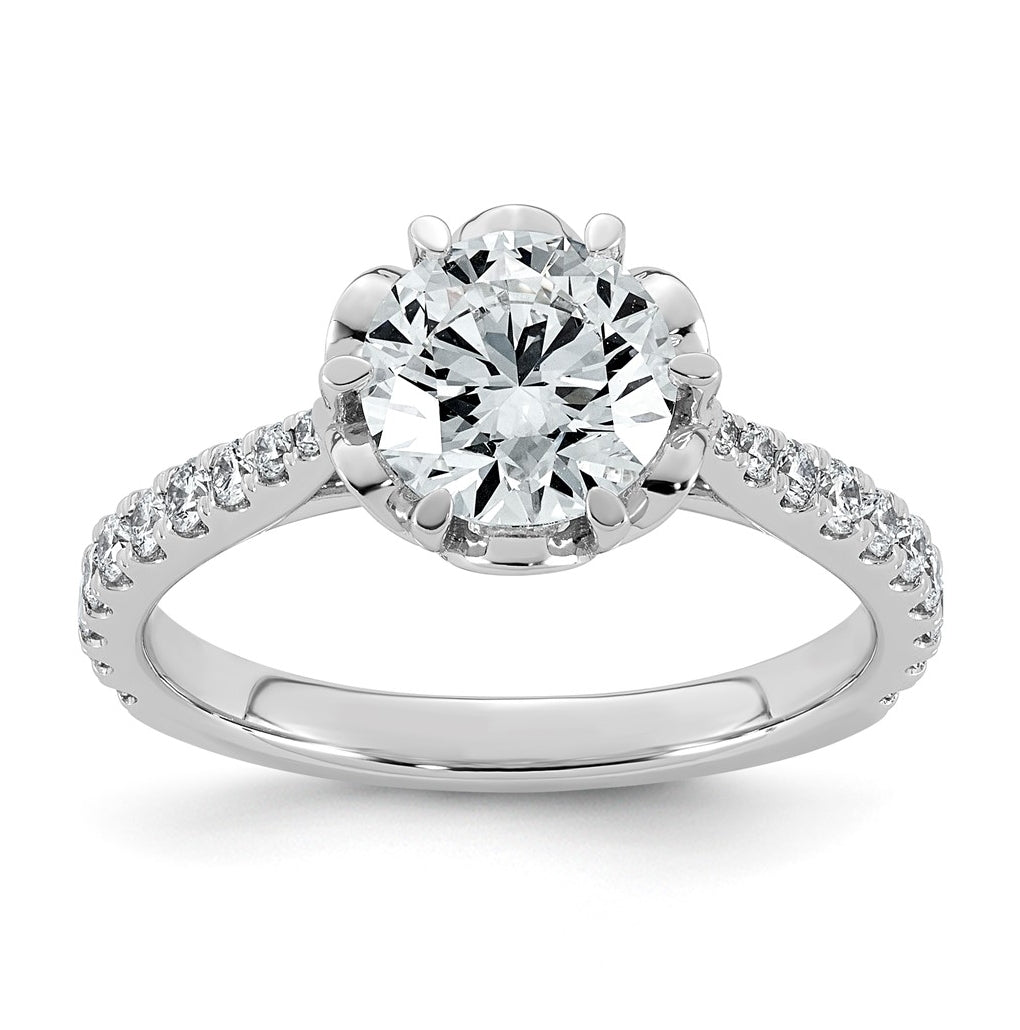 14K White Gold 1 7/8ct Certified Round Center Lab Grown Diamond VS+ F+ 6-Prong Ring
