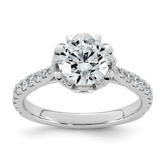 14K White Gold 1 7/8ct Certified Round Center Lab Grown Diamond VS+ F+ 6-Prong Ring