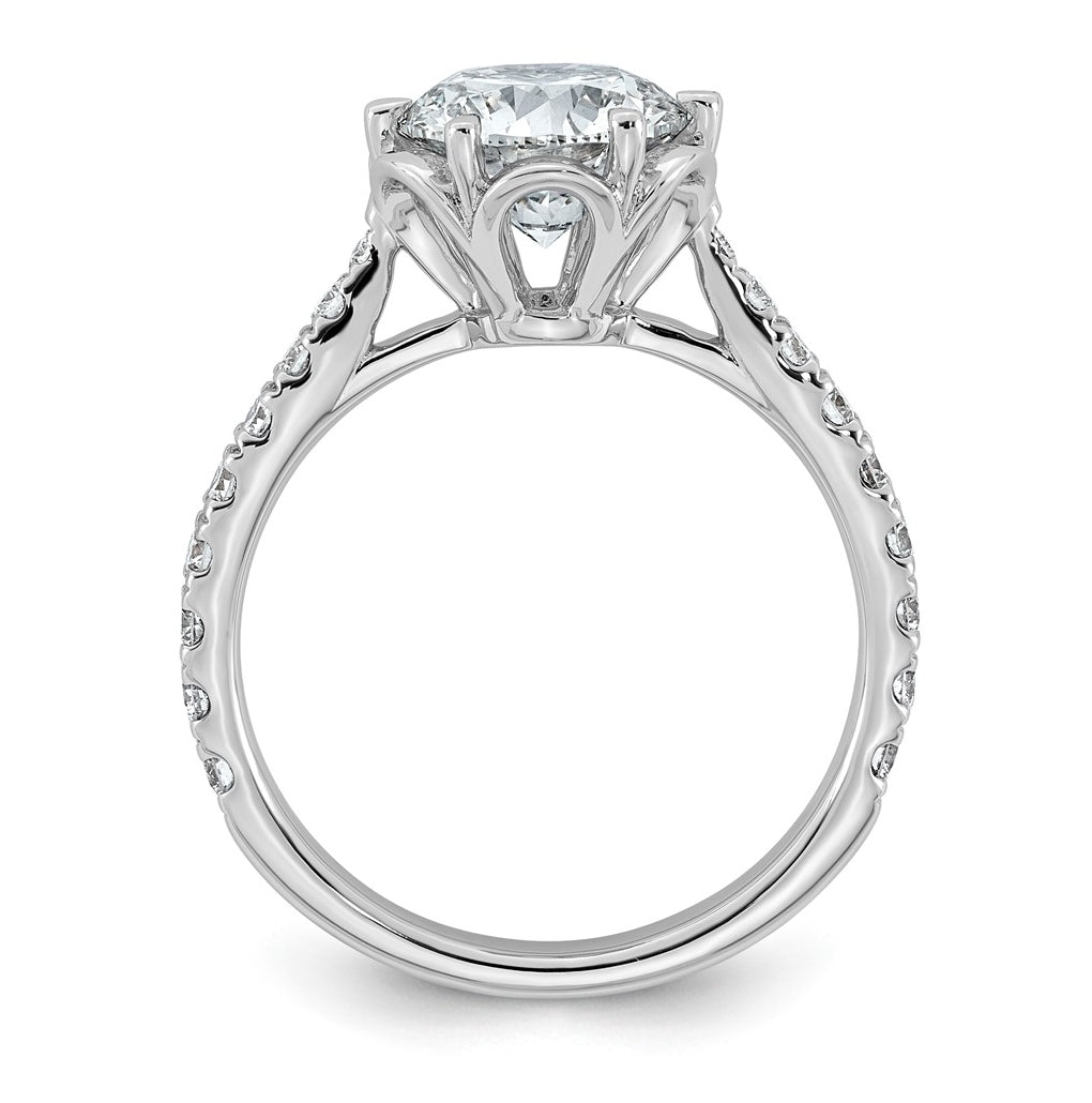 14K White Gold 2 3/8ct Certified Round Center Lab Grown Diamond VS+ F+ 6-Prong Ring