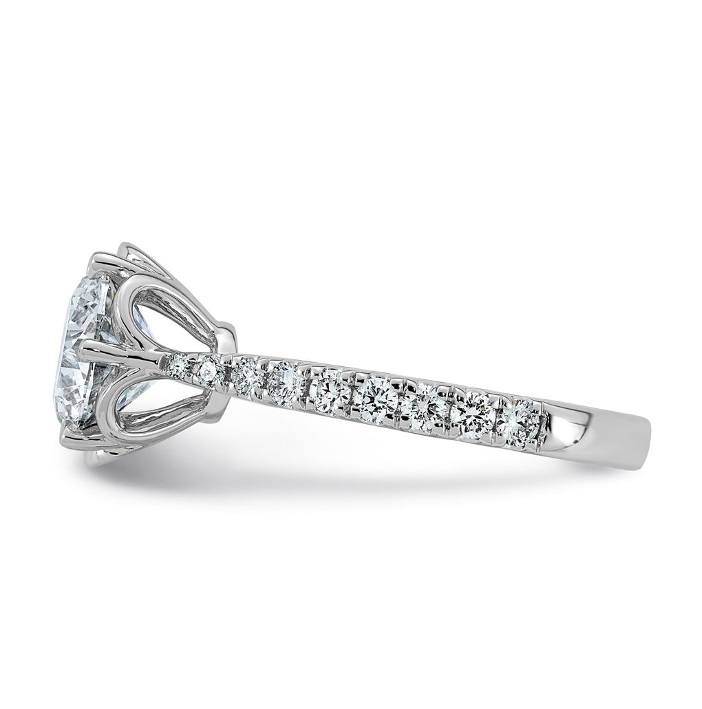 14K White Gold 2 3/8ct Certified Round Center Lab Grown Diamond VS+ F+ 6-Prong Ring