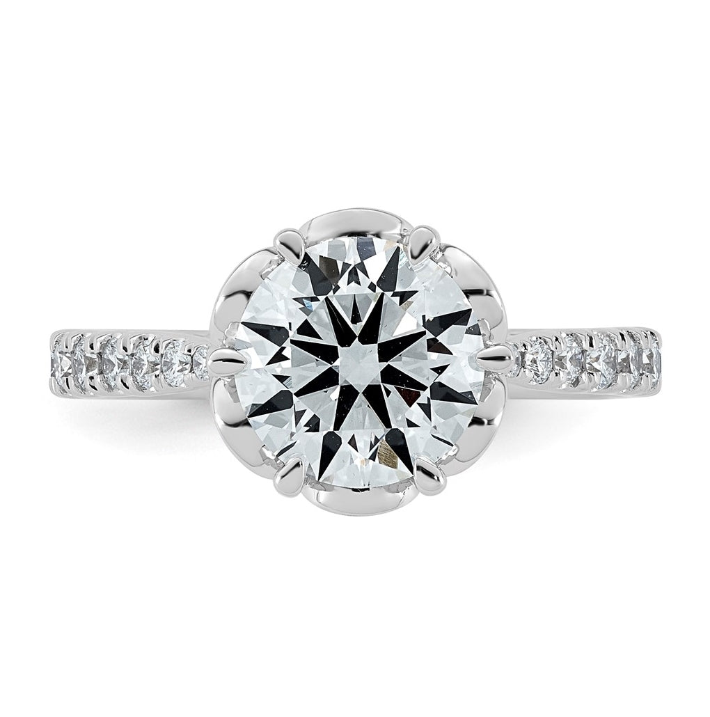 14K White Gold 2 3/8ct Certified Round Center Lab Grown Diamond VS+ F+ 6-Prong Ring