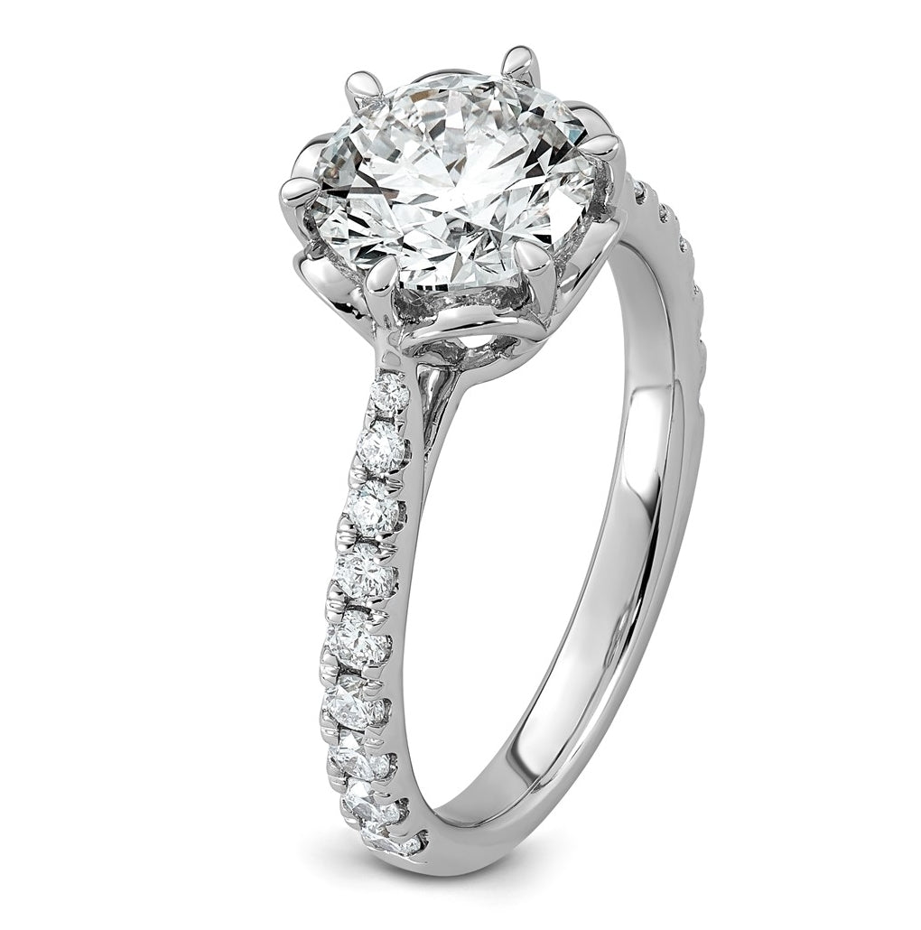 14K White Gold 2 3/8ct Certified Round Center Lab Grown Diamond VS+ F+ 6-Prong Ring