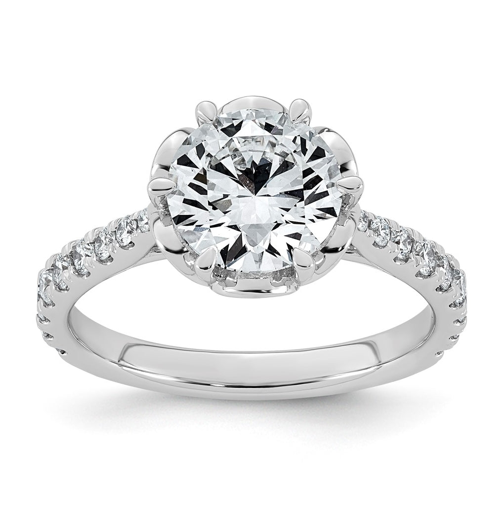 14K White Gold 2 3/8ct Certified Round Center Lab Grown Diamond VS+ F+ 6-Prong Ring