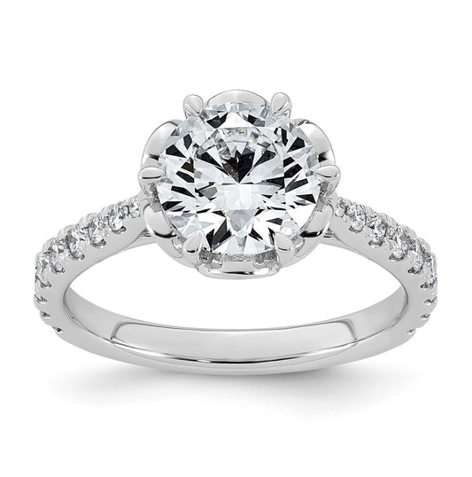 14K White Gold 2 3/8ct Certified Round Center Lab Grown Diamond VS+ F+ 6-Prong Ring
