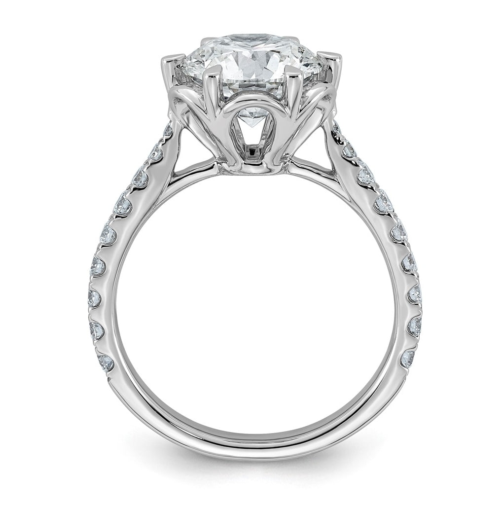 14K White Gold 3ct Certified Round Center Lab Grown Diamond VS+ F+ 6-Prong Ring
