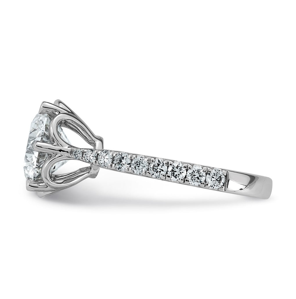 14K White Gold 3ct Certified Round Center Lab Grown Diamond VS+ F+ 6-Prong Ring