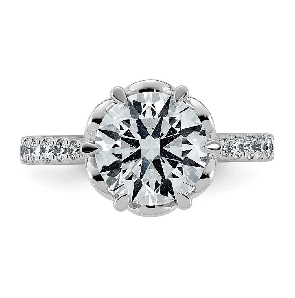 14K White Gold 3ct Certified Round Center Lab Grown Diamond VS+ F+ 6-Prong Ring