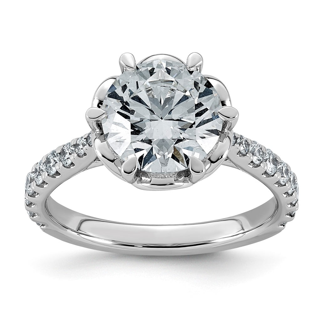 14K White Gold 3ct Certified Round Center Lab Grown Diamond VS+ F+ 6-Prong Ring