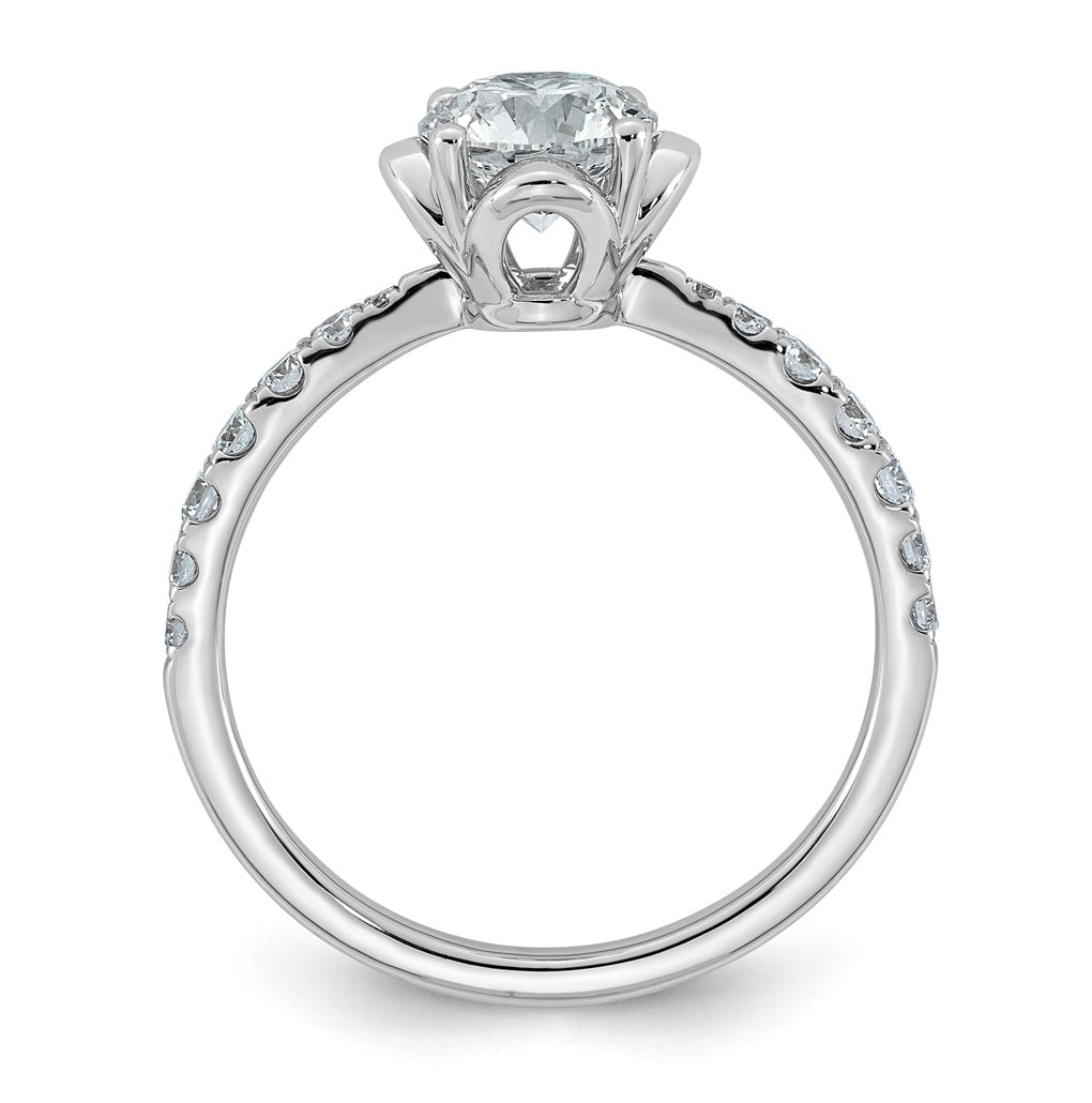14K White Gold 1 1/4ct Certified Round Center Lab Grown Diamond VS+ F+ 4-Prong Ring