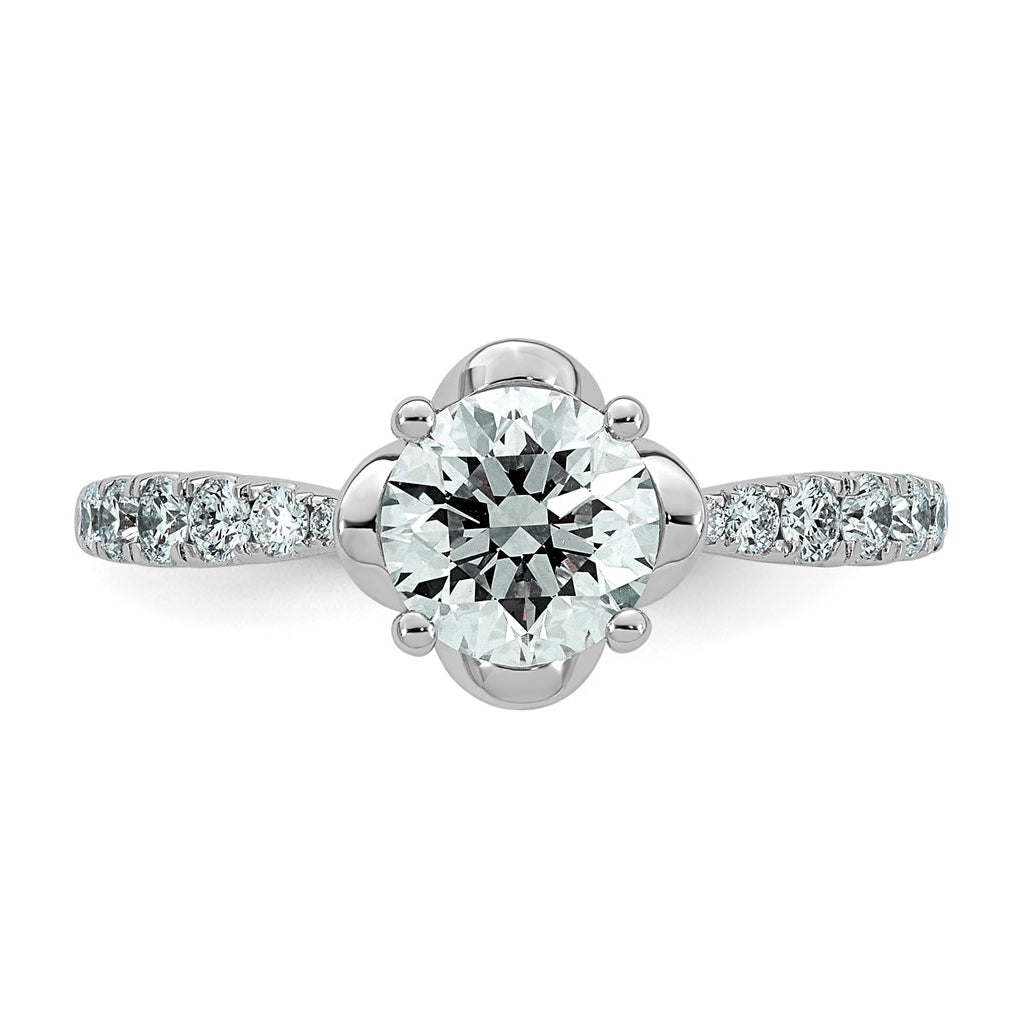 14K White Gold 1 1/4ct Certified Round Center Lab Grown Diamond VS+ F+ 4-Prong Ring