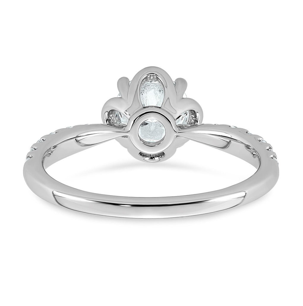 14K White Gold 1 1/4ct Certified Round Center Lab Grown Diamond VS+ F+ 4-Prong Ring