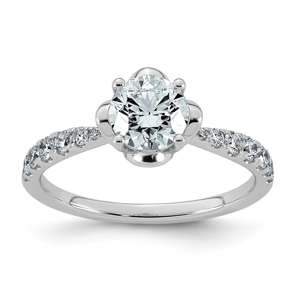 14K White Gold 1 1/4ct Certified Round Center Lab Grown Diamond VS+ F+ 4-Prong Ring