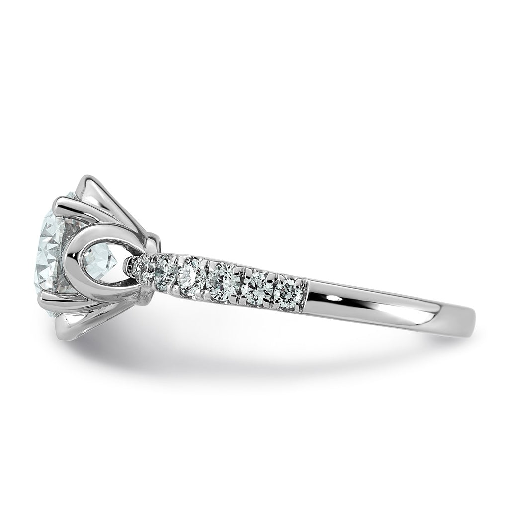 14K White Gold 1 7/8ct Certified Round Center Lab Grown Diamond VS+ F+ 4-Prong Ring