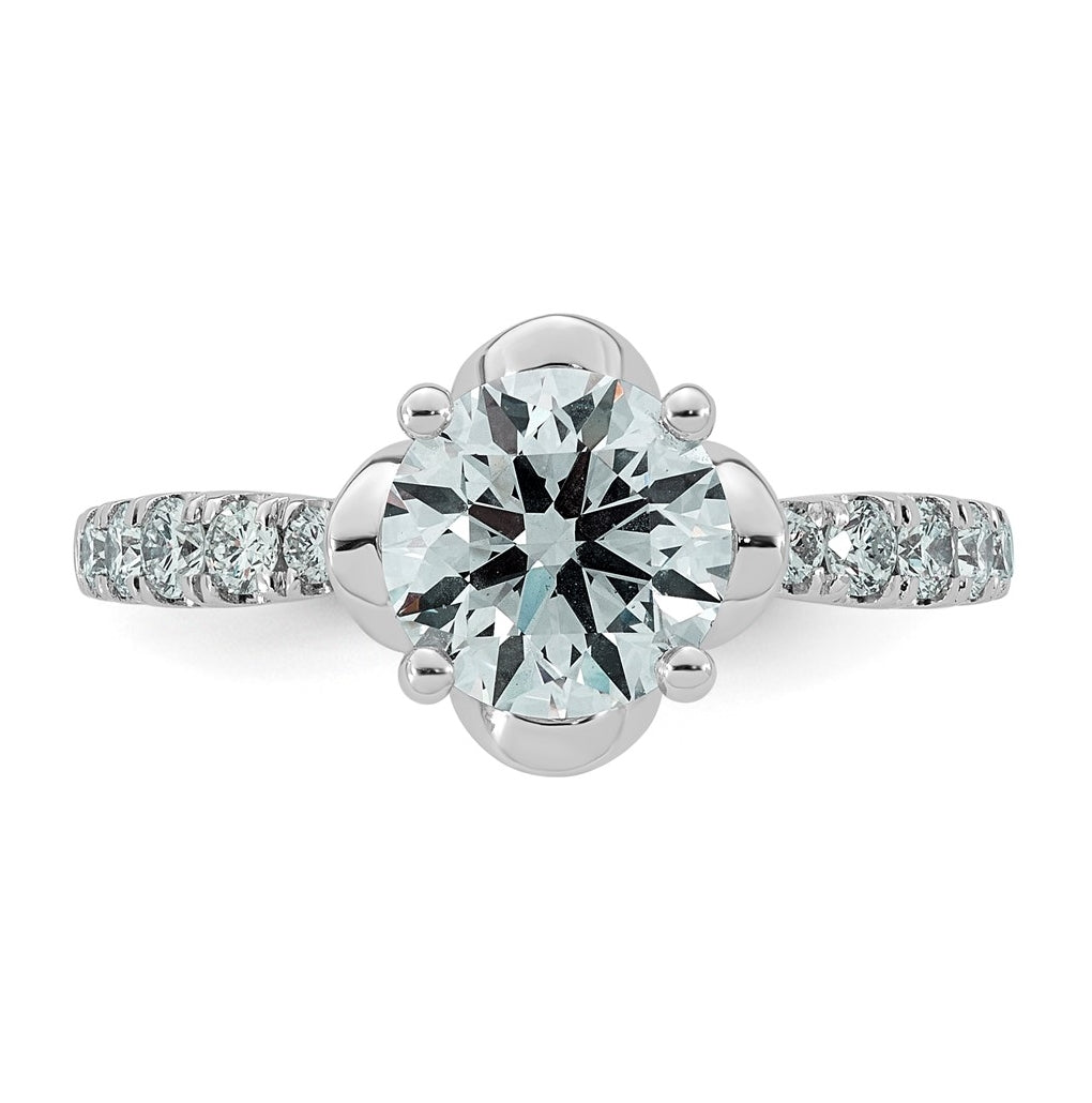 14K White Gold 1 7/8ct Certified Round Center Lab Grown Diamond VS+ F+ 4-Prong Ring