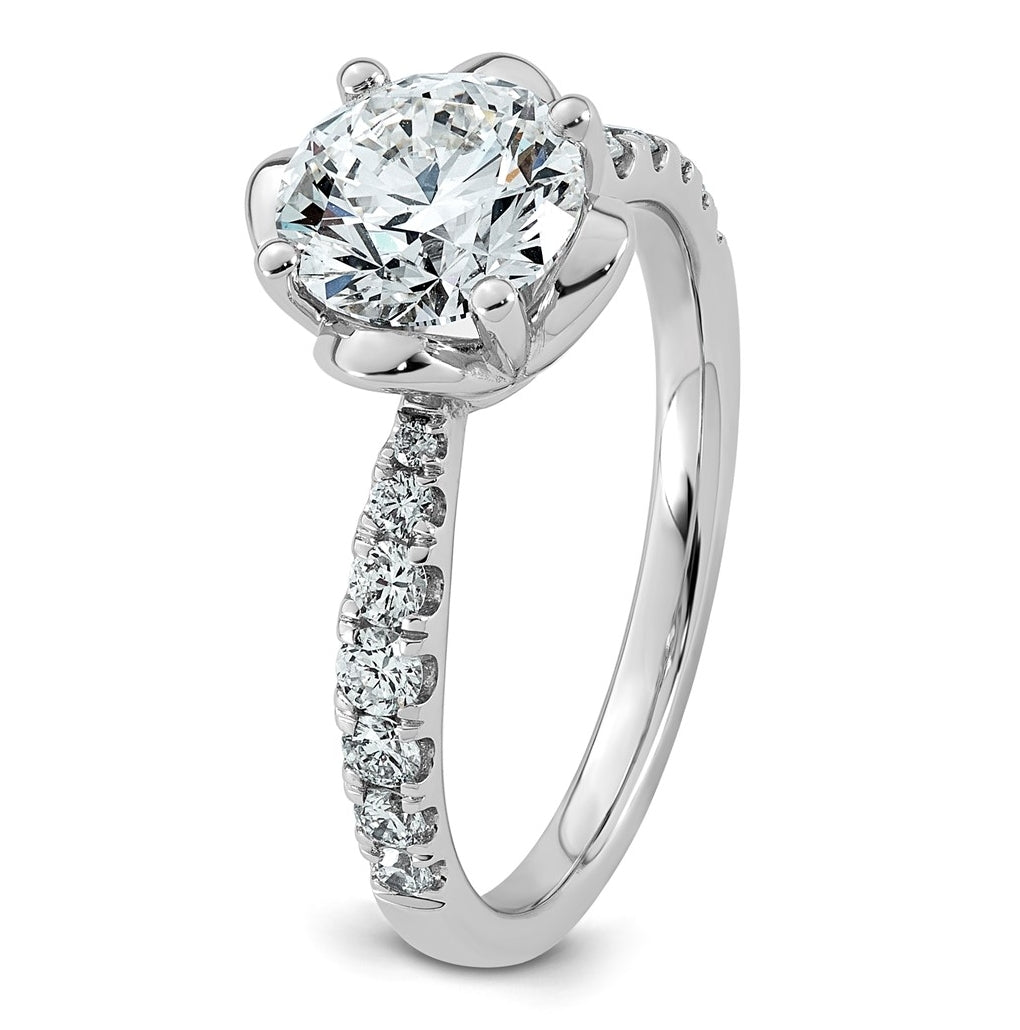 14K White Gold 1 7/8ct Certified Round Center Lab Grown Diamond VS+ F+ 4-Prong Ring
