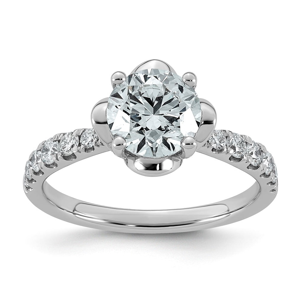 14K White Gold 1 7/8ct Certified Round Center Lab Grown Diamond VS+ F+ 4-Prong Ring