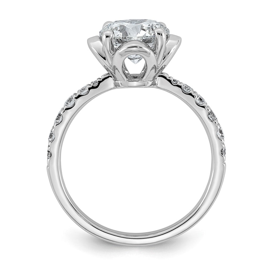 14K White Gold 2 1/3ct Certified Round Center Lab Grown Diamond VS+ F+ 4-Prong Ring