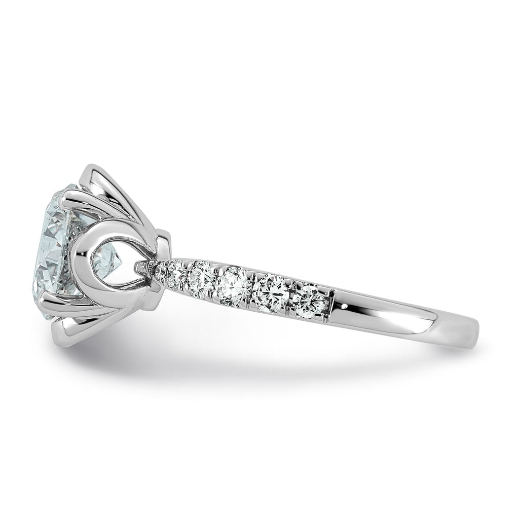 14K White Gold 2 1/3ct Certified Round Center Lab Grown Diamond VS+ F+ 4-Prong Ring