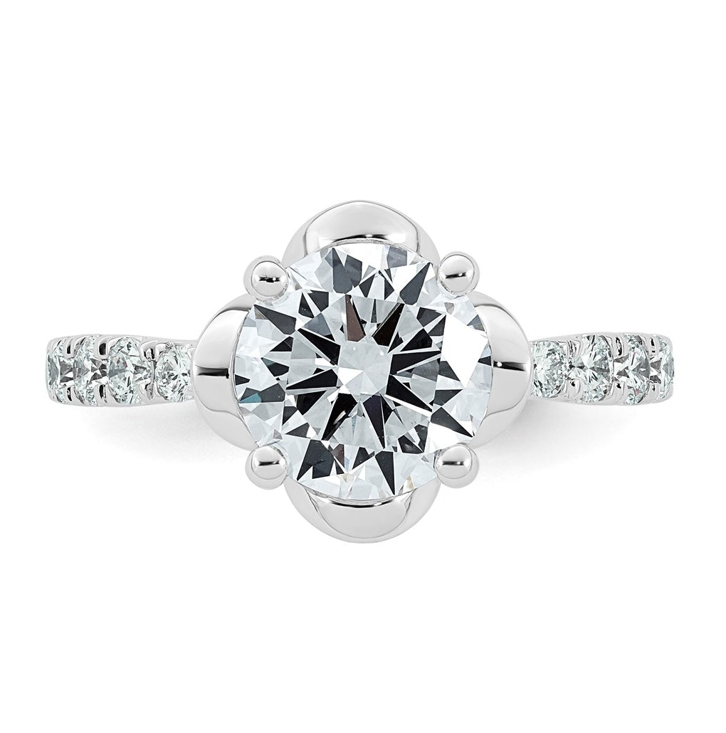 14K White Gold 2 1/3ct Certified Round Center Lab Grown Diamond VS+ F+ 4-Prong Ring