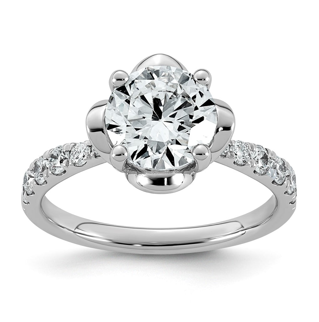 14K White Gold 2 1/3ct Certified Round Center Lab Grown Diamond VS+ F+ 4-Prong Ring
