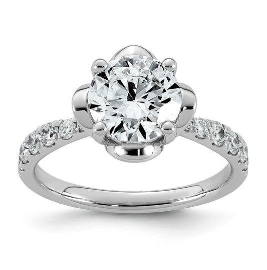 14K White Gold 2 1/3ct Certified Round Center Lab Grown Diamond VS+ F+ 4-Prong Ring