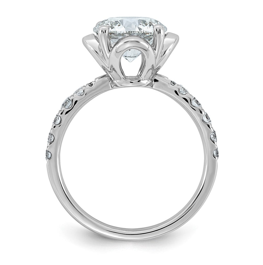 14K White Gold 2 7/8ct Certified Round Center Lab Grown Diamond VS+ F+ 4-Prong Ring