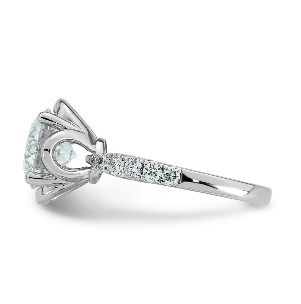 14K White Gold 2 7/8ct Certified Round Center Lab Grown Diamond VS+ F+ 4-Prong Ring