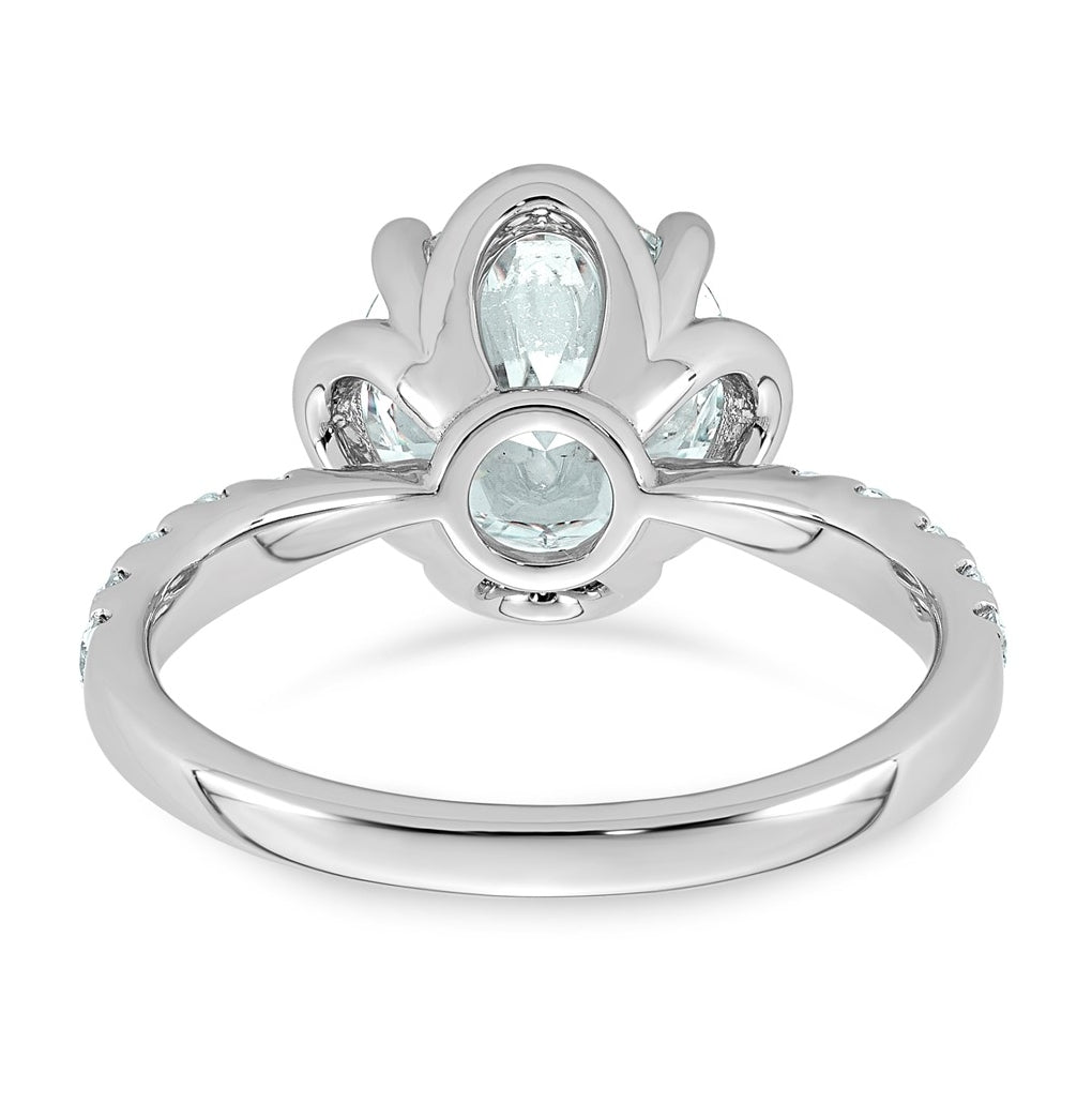 14K White Gold 2 7/8ct Certified Round Center Lab Grown Diamond VS+ F+ 4-Prong Ring