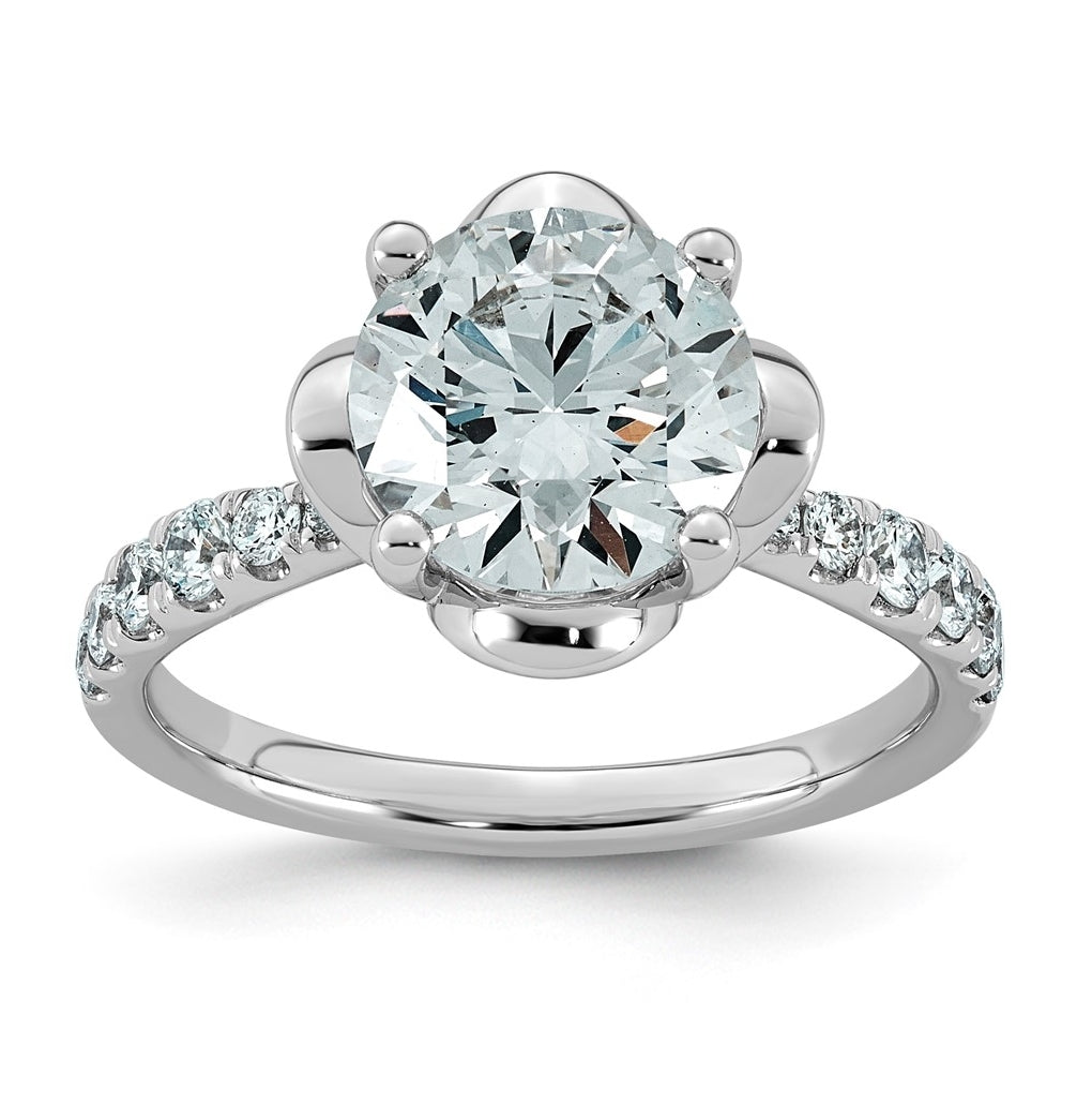 14K White Gold 2 7/8ct Certified Round Center Lab Grown Diamond VS+ F+ 4-Prong Ring