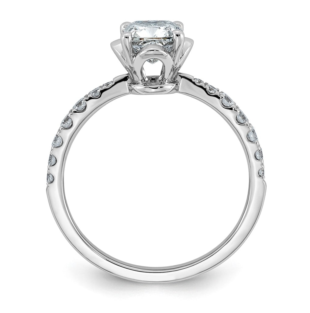 14K White Gold 1 1/3ct Certified Cushion Center Lab Grown Diamond VS+ F+ 4-Prong Ring