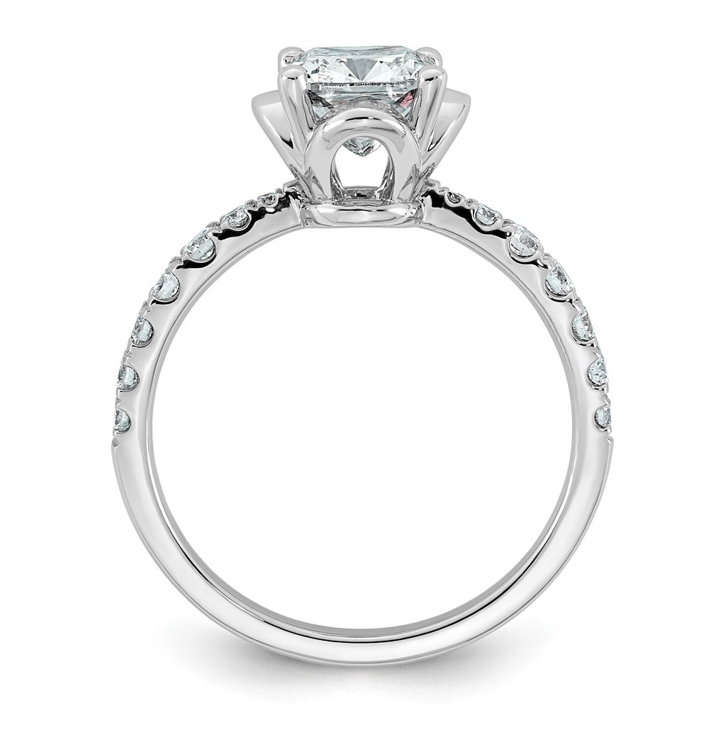 14K White Gold 1 7/8ct Certified Cushion Center Lab Grown Diamond VS+ F+ 4-Prong Ring