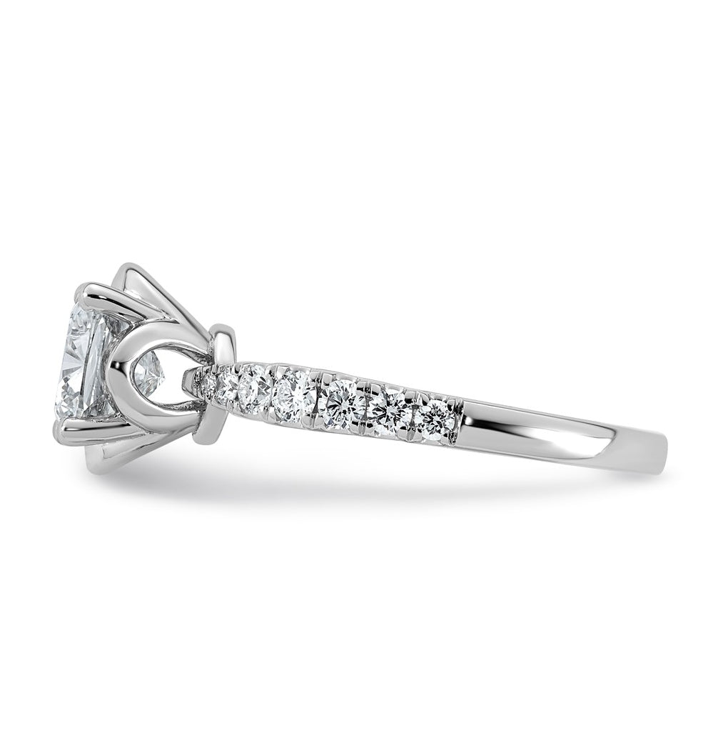 14K White Gold 1 7/8ct Certified Cushion Center Lab Grown Diamond VS+ F+ 4-Prong Ring