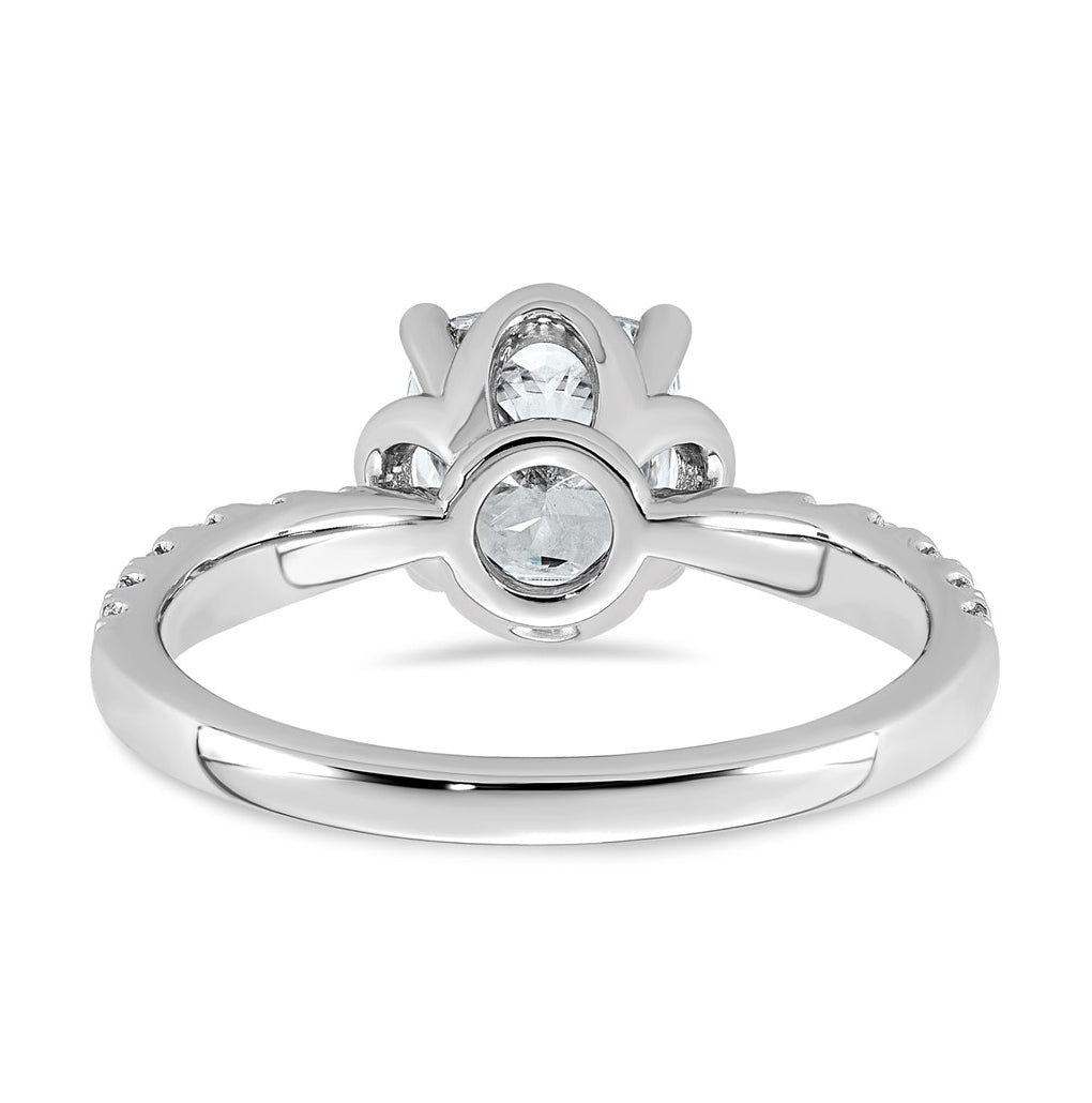 14K White Gold 1 7/8ct Certified Cushion Center Lab Grown Diamond VS+ F+ 4-Prong Ring