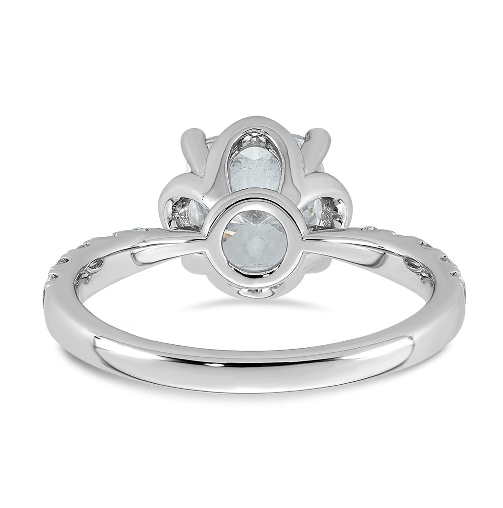 14K White Gold 2 1/3ct Certified Cushion Center Lab Grown Diamond VS+ F+ 4-Prong Ring