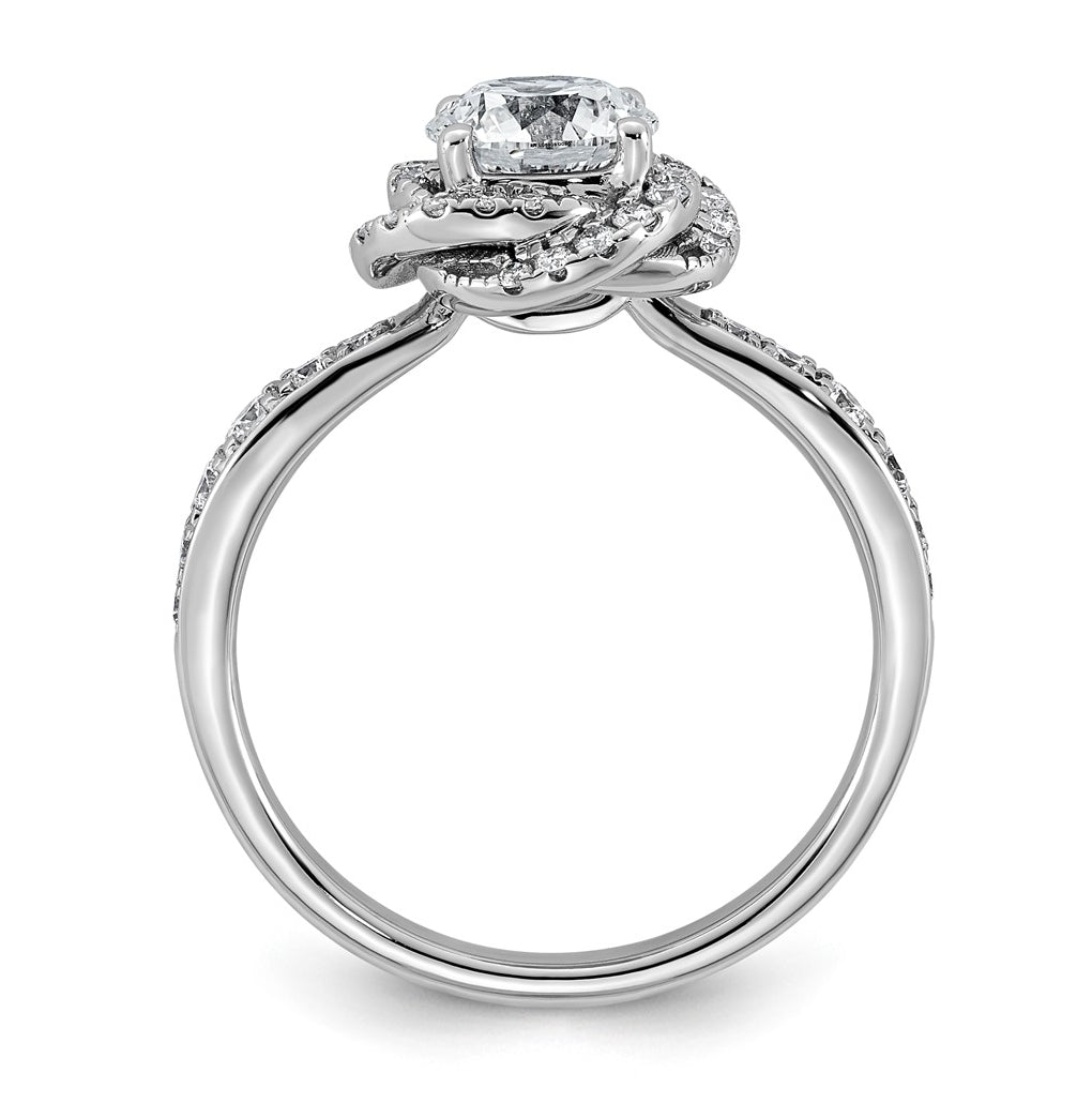 14K White Gold 1 3/8ct Certified Round Center Lab Grown Diamond VS+ F+ Swirl Halo Ring