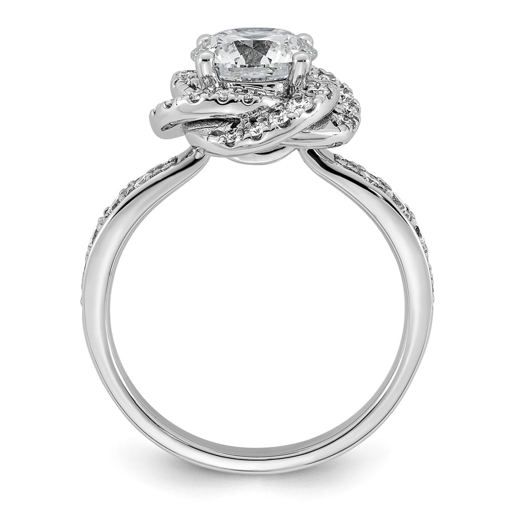 14K White Gold 2ct Certified Round Center Lab Grown Diamond VS+ F+ Swirl Halo Ring