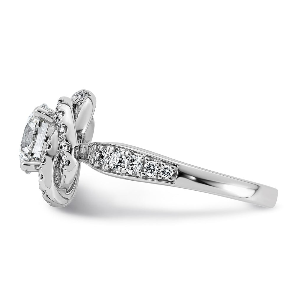 14K White Gold 2ct Certified Round Center Lab Grown Diamond VS+ F+ Swirl Halo Ring