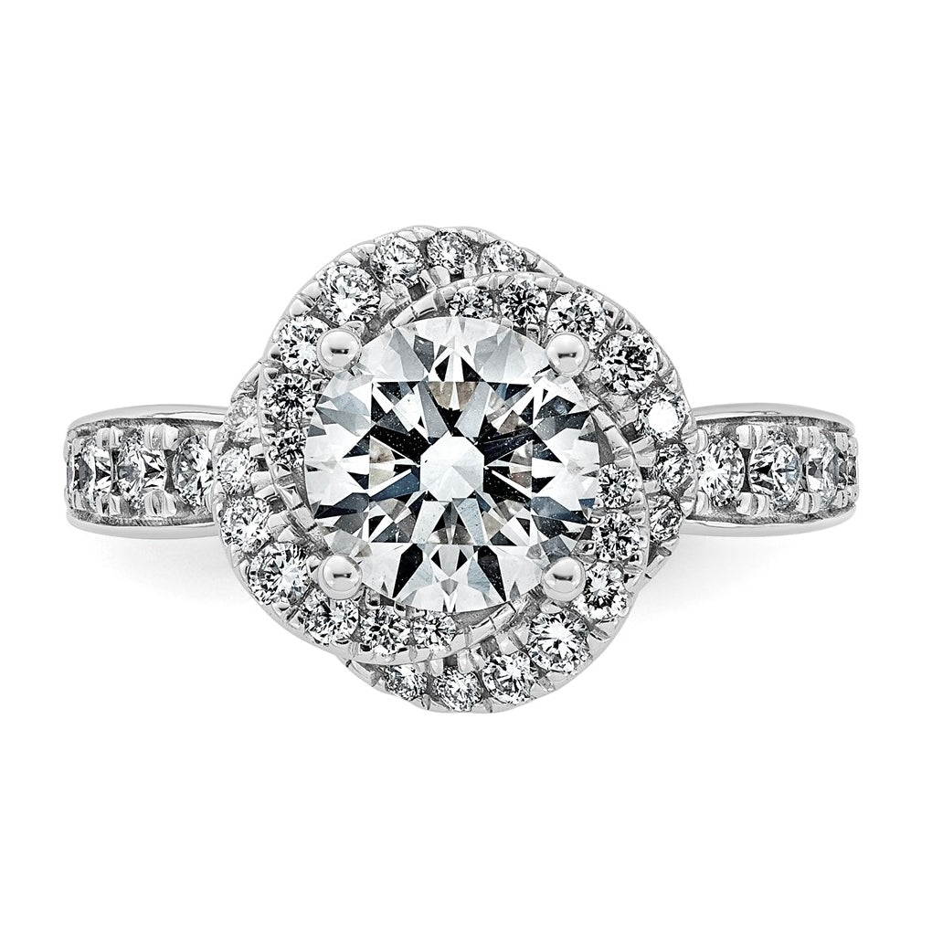 14K White Gold 2ct Certified Round Center Lab Grown Diamond VS+ F+ Swirl Halo Ring