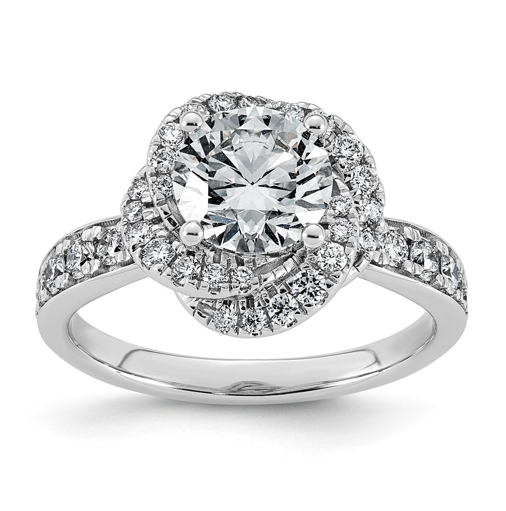 14K White Gold 2ct Certified Round Center Lab Grown Diamond VS+ F+ Swirl Halo Ring