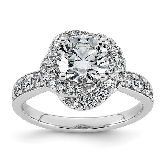 14K White Gold 2ct Certified Round Center Lab Grown Diamond VS+ F+ Swirl Halo Ring