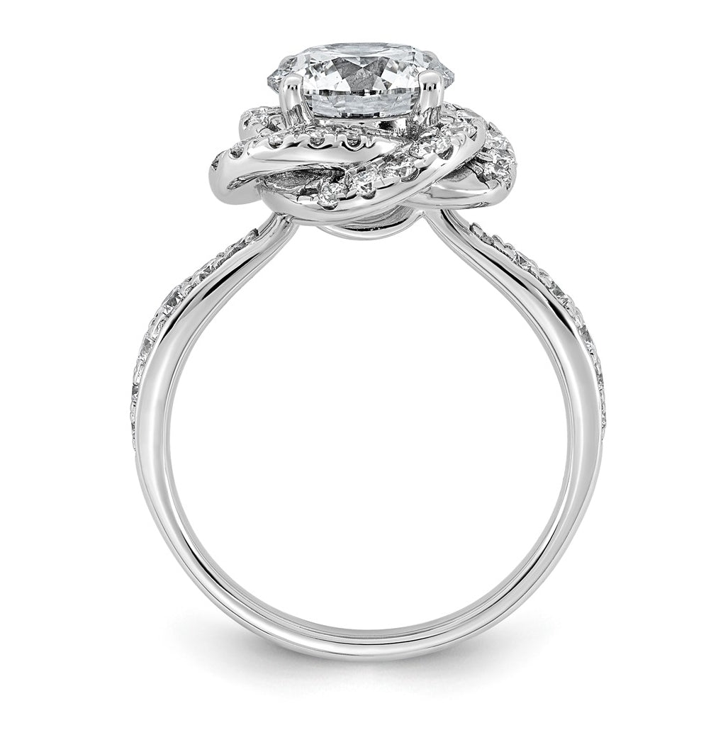 14K White Gold 2 5/8ct Certified Round Center Lab Grown Diamond VS+ F+ Swirl Halo Ring